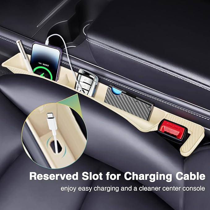 Car Seat Gap Filler Organizer, 2 Pack Car Front Seat Organizer Universal Fit Car SUV Truck, Auto Console Side Storage Box for Holding Phone, Glasses, Car Interior Accessories for Women Men
