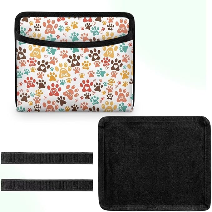 Renewold Dog Paws Colorful, Car Side Pocket Organizer, Universal Car Seat Side Pocket Pouch, Auto Console Door Organizer Bag, Holder for Phone Sunglasses Keys, Multifunction for Office Home Travel