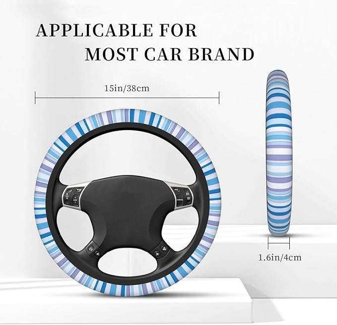 Colored Vertical Stripes Geometric Neoprene Steering Wheel Covers Women Men Car Accessories, Universal 15 Inch Fit Auto, Suvs, Truck