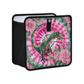 Car Trash Can Organizer Bin with Adjustable Strap for Back Front Seat Console Waterproof Leakproof Collapsible Portable 11 Inch Tie Dye Dinosaur Pink Green