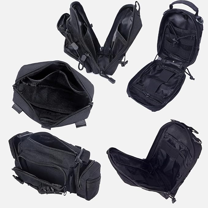 Universal Tactical Car Seat Back Organizer Bag Tactical Molle Vehicle Organizers Panel Vehicle Protector Organizers with 5 Detachable Pouches for Car (Upgraded B black)
