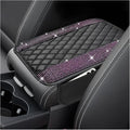 Sun Walker Bling Car Center Console Cover, Anti-Scratch Car Armrest Seat Box Cushion Pad with 2 Storage Bags, Leather Middle Console Protector Crystal Interior Accessories for Most Cars (Pink)