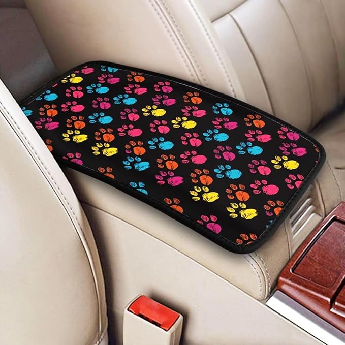 Car Center Console Cushion Pad Dog Paw Universal Waterproof Armrest Seat Box Cover Protector Paws Comfortable Cars Decor Accessories Fit for Most Vehicles, SUV