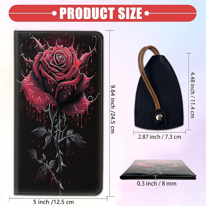 Car Registration Holder, Waterproof PU Leather Vehicle Card Document Glove Box Organizer, Women Interior Auto Accessories Case for Cards, Driver License Car Insurance Holder, Blood Rose Pattern