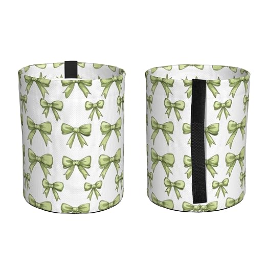 Green Bow Car Trash Can Leak-Proof Waterproof Hanging Trash Bin Collapsible Garbage Can for Car Accessories Travelling Camping