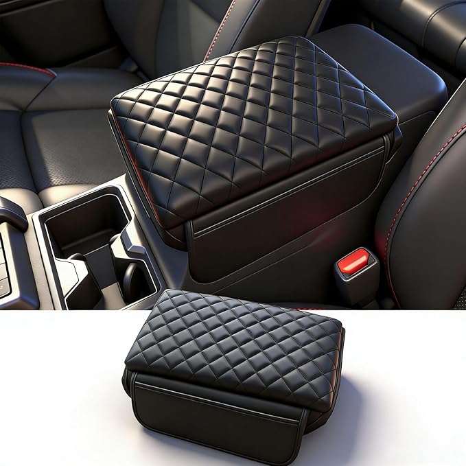 Console Cover for Toyota 4Runner 2010-2023 2024 Armrest Cover Leather Center Console Cover with Pockets Arm Rest Pad Middle Console Lid Cover for 4runner Accessories