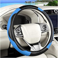 Carbon Fiber Car Steering Wheel Cover, 14.5-15 Inch Elastic Stretch Steering Wheel Guard, Sports Style Non-Slip Automotive Interior Accessories, Universal for Vehicles (Black/Blue)