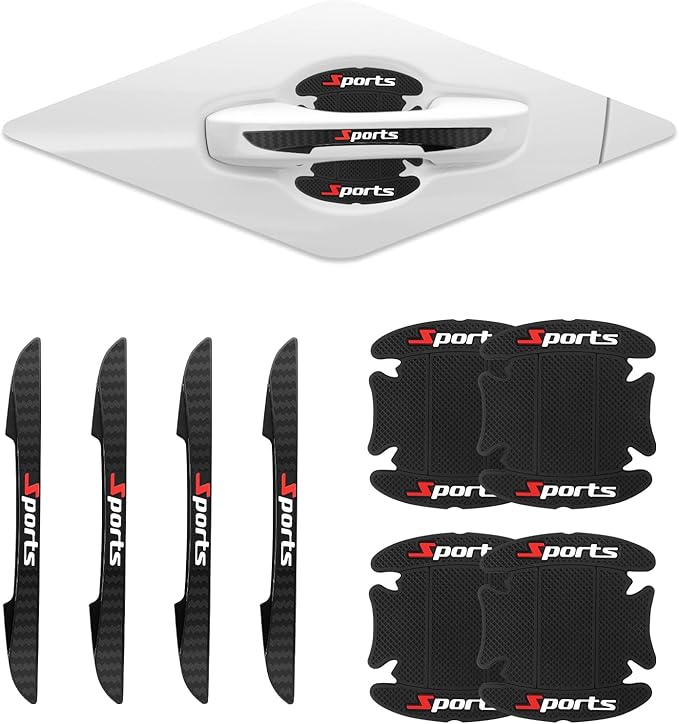8PCS Car Door Protectors Kit with 4 Auto Knob Protectors&4 Bowl Sticker,Stylish Sports Car Door Handle Scratch Protector,Automotive Exterior Accessories for Most Vehicles