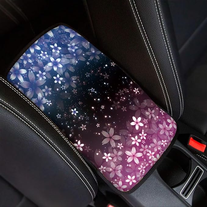 Cherry Blossom Blue Pink Print Auto Center Console Cover Arm Rest Cover for SUV Truck,Soft Car Arm Rest Cover Universal Fit
