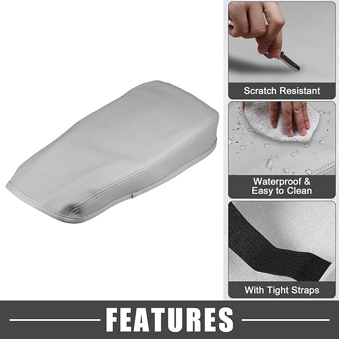 Car Center Console Pad Waterproof Armrest Seat Box Cover Protector for Lexus ES330 ES350 2005-2009 Gray