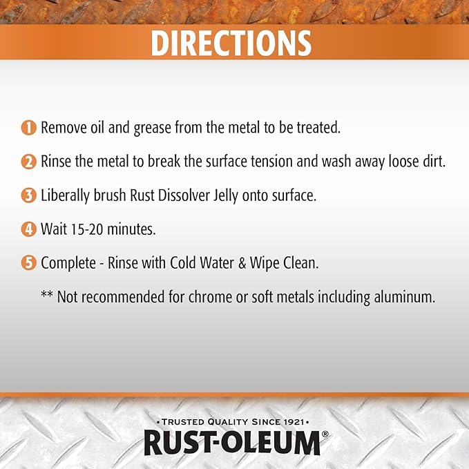 Rust-Oleum Rust Dissolver Jelly | Heavy-Duty Corrosion Remover for Metal Tools, Cars, Bikes, Grills, Bolts, Firearms & More | 8 oz