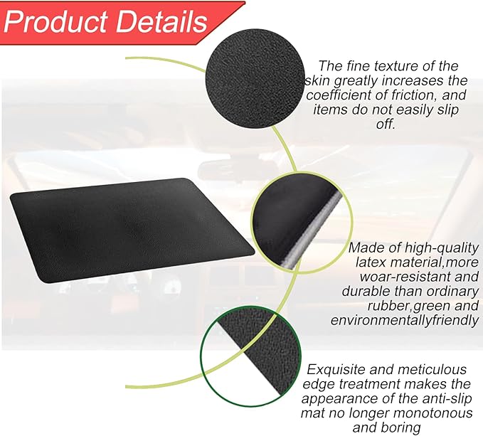 hill froeistung 2pack Sticky Upgraded Anti-Slip mat - Non-Slip Rubber, 10.6 X 5.9 Inches - Universal Car Dashboard Sticky Mat for Phone, Sunglasses, Keys - Black/Leather Pattern - 27 * 15cm
