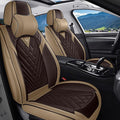 BYXN Car Seat Covers for Jeep Wrangler 2000-2026,Breathable Nappa Leather Car Seat Protector,Front Seat Cover with Pillow Automotive Seat Cushion with Airbag Compatible(Front Seats,Beige-Brown)