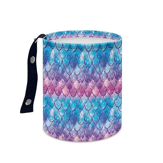 Mermaid Scale Car Trash Bag Portable Garbage Bin Printed for Car Front Seat, Back Seat, Floor, Easy to Clean Accessory Car Interior Decoration