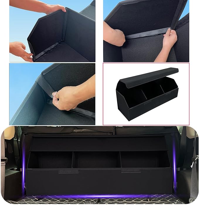 RAHALOY Trunk Organizer, Custom Fit for Toyota Corolla Cross Prius Venza, 35.4" Suede Storage Box, Foldable Multi-Compartment Cargo Organizer for SUV, Car, Road Trips, Groceries & Sports Gear