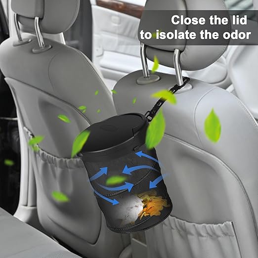 Car Trash Can, Pop up Collapsible Bin with Lid, Small Car Garbage Can for Back Seat Front Seat, Portable Bag with Hanging Hook, Vehicle Truck SUV Trash Bin