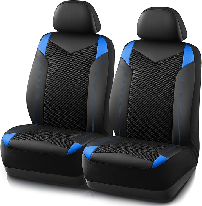 PIC AUTO Car Seat Cover, Super Breathable Mesh Front Seat Cover for Cars, Blue Leather Seat Covers, Universal Fit, Durable, Airbag Compatible, Suitable for SUVs, Trucks, Sedans, and Vehicles
