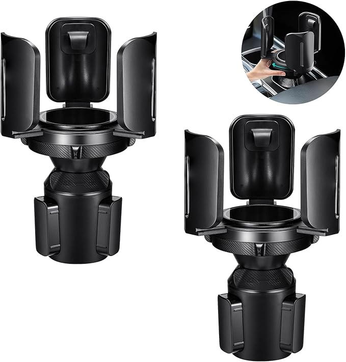2 Pack Car Cup Holder Expander Adapter (Adjustable) This Hill All Purpose Cup Holder Expander for Car with Rubber Fits Less Than 5.51" Large Bottles & Mugs & Foods & Drinks