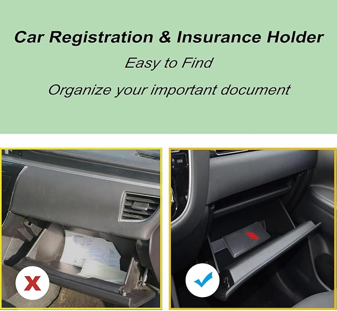 HANNHAI Leather Car Registration and Insurance Cards Holder, Vehicle Glove Box Car Organizer Documents License Compatible with Dodge Challenger Charger SRT RAM Auto Interior Accessories (FOR //)