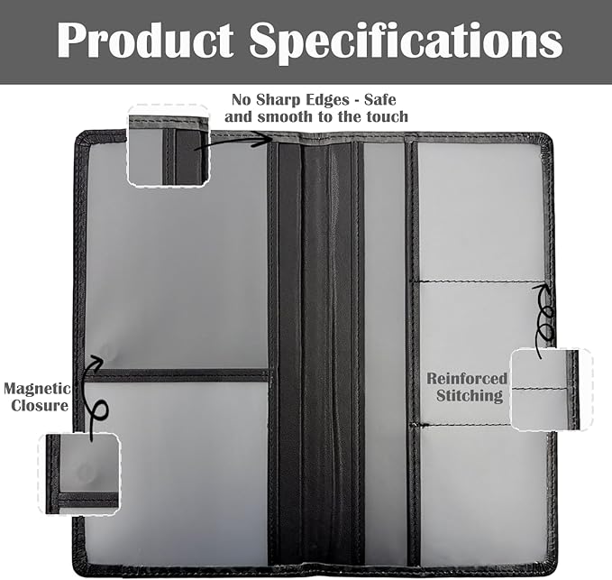 FinestHouse Car Registration and Insurance Holder with Magnetic Closure, Universal Document Organizer for License, Insurance Cards & Glove Box Storage (Leopard-Black)