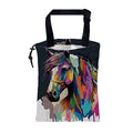KXWQTRDD Car Garbage Bag Abstract Colorful Horse Drawstring Car Trash Bag Hanging for Back Seat with Adjustable Buckle Canvas Vehicle Trash Can Easy-to-Install