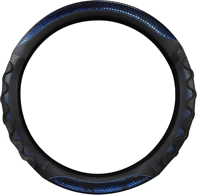 Car Steering Wheel Cover, 15 Inch Anti-Slip Steering Wheel Cover Protector with 3D Honeycomb Design, Universal Steering Wheel Covers for Truck SUV, Car Accessories (Blue, Round Shape)