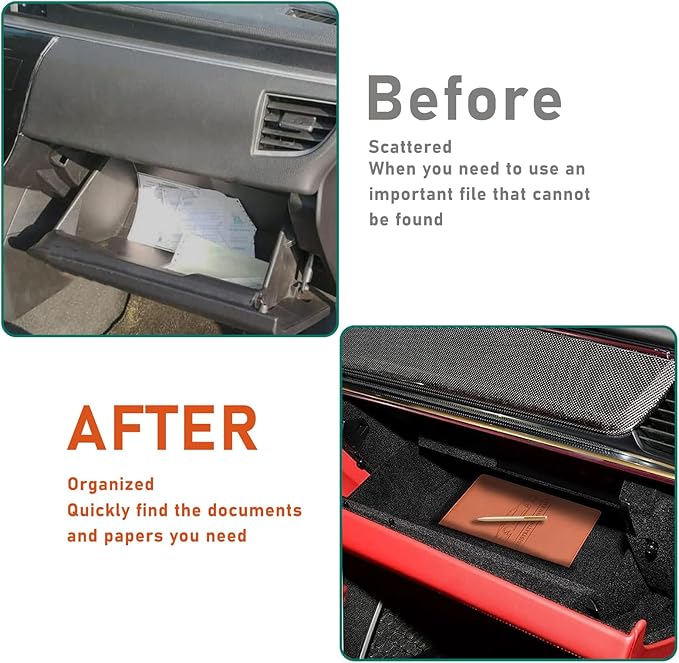 Kewucn Car Registration and Insurance Card Holder, Leather Auto License Document Glove Box Compartment Organizer, Essentials Vehicle Wallet Case for Driver License, ID Card (Brown)