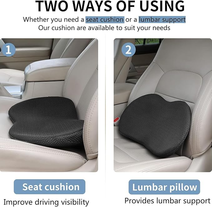 Car Seat Cushion for Ford Mustang 2000-2024, Four Seasons Universal Memory Foam Breathable Non Slip Auto Wedge Seat Pad Sciatica & Lower Back Pain Relief for Driving,Red