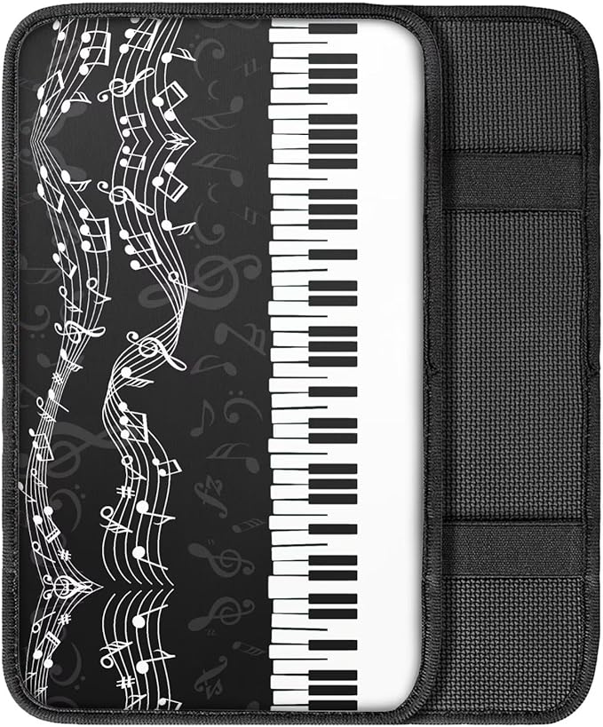Mintutlipy Piano Car Armrest Cushion Protector for Women Men Universal Automotive Center Console Cover Sweat Proof Dust Proof