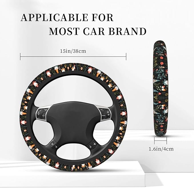 Nordic Gnomes Car Steering Wheel Cover, 15 Inch Steering Wheel Cover Stylish Decor for Most Cars