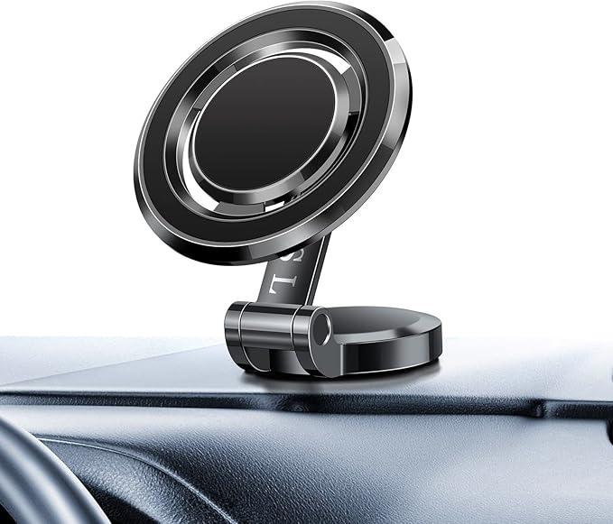 for Foldable Magsafe car Mount - 360° Base Rotating Car Dashboard Magnetic Cell Phone Holder, Powerful Magnet Car Phone Holder, Compatible with All Smartphones-MagSafe Car Accessories