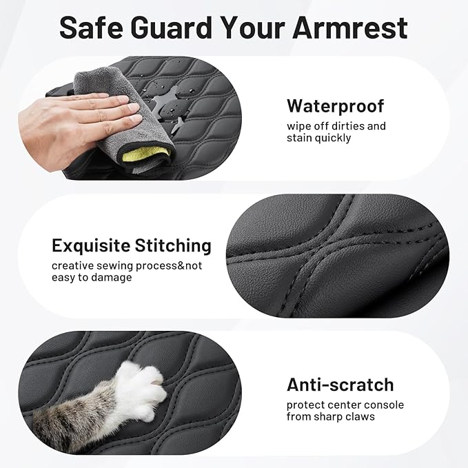 Autorder Center Console Cover for 2020-2024 2025 2026 Kia Telluride Accessories Armrest Cushion Cover Nappa Leather Middle Console Covers Telluride Console Cushion Pad Anti-Scratch