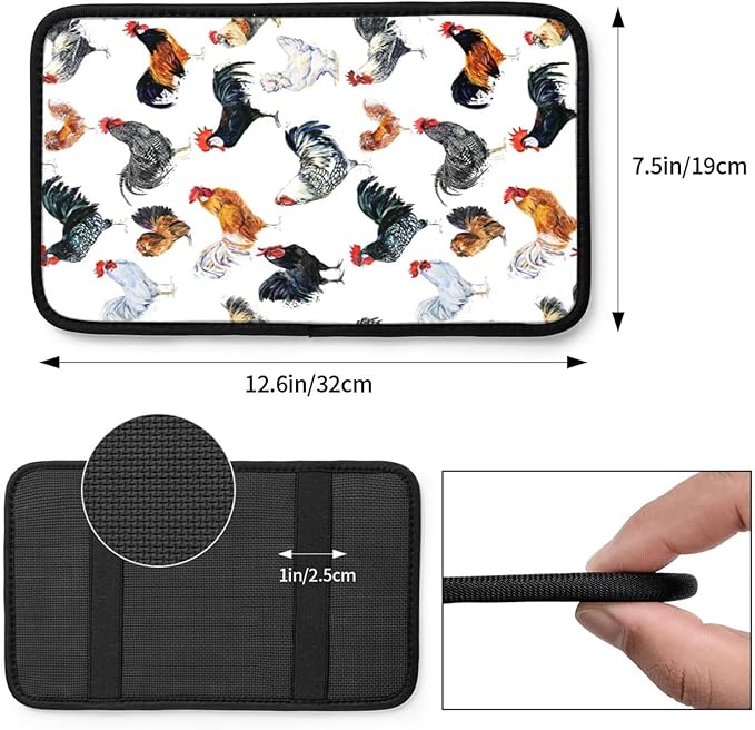 Vintage Chicken Farm Rooster Hen Car Center Console Cover Car Armrest Cushion Waterproof Middle Console Cover Car Arm Rest Cover Pad Comfortable Car Accessories Interior for SUV Sedan Truck