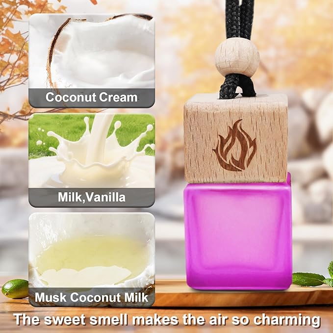 Car Air Freshener Hanging 2 Pack, Vanilla Cream Scent Car Air Fresheners Diffuser, Long Lasting Car Fragrance, Cute Car Accessories for Women