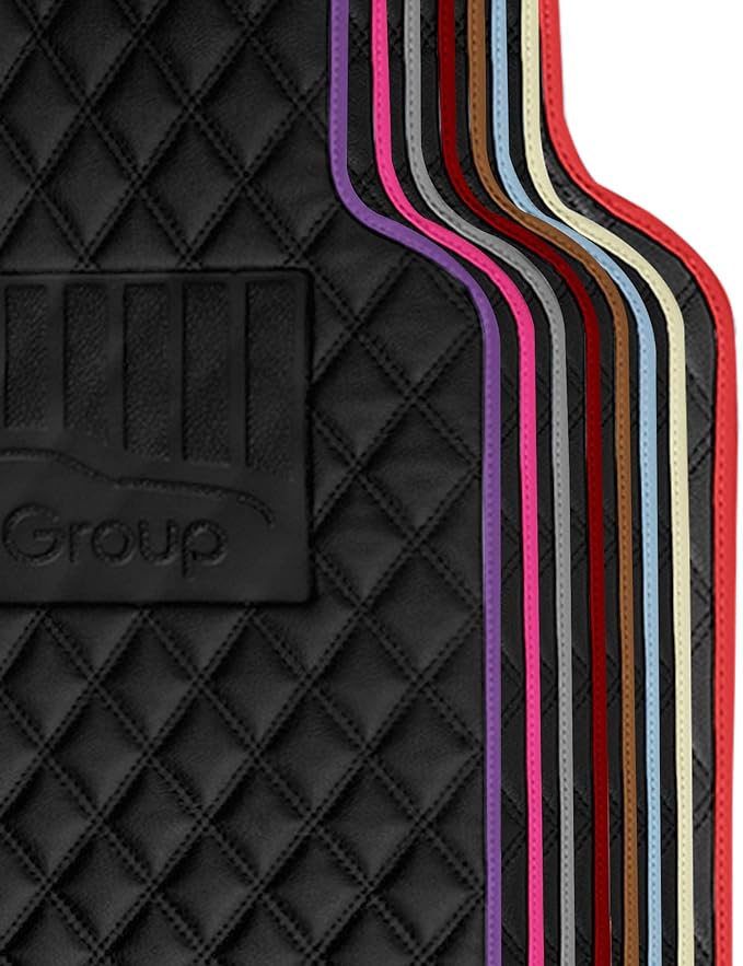 FH Group F12003PINK Universal Fit Diamond Pattern Faux Leather Beige Automotive Floor Mats fits Most Cars, SUVs, and Trucks