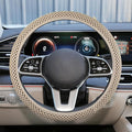 Elastic Stretch Steering Wheel Cover, Anti-Slip 15 inch Microfiber Odorless Breathable Ice Silk Car Steering Wheel Protector, Easy Carry, Warm in Winter & Cool in Summer (Beige)