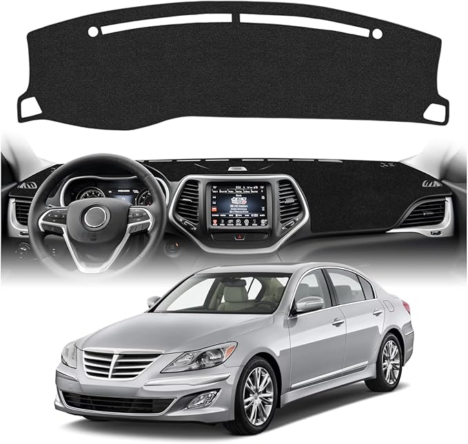 CARTIST Dash Cover Compatible with Genesis 2008-2014 Sedan 4 Door Dashboard Cover Mat Non-Slip Carpet Sunshield Glare UV Rays Protector