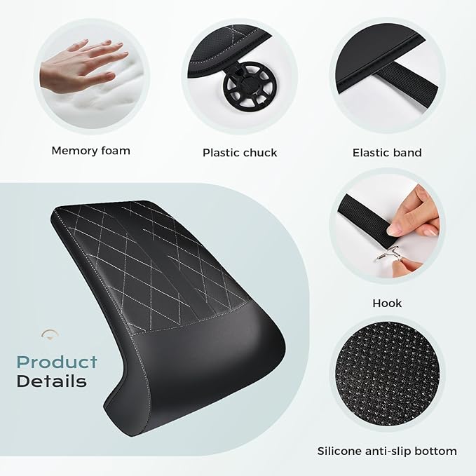 Coverado Car Seat Extender Leg Support, Leather Leg Extender Cushuin for Car Seats, Waterproof Car Seat Cushions Universal Fit for Most Vehicles (Black01)
