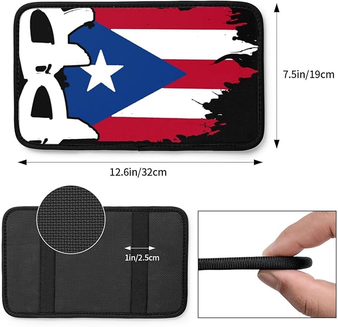Puerto Rico Flag Pr Puerto Rican Boricua Universal Center Console Armrest Cover Pad Car Armrest Protector for Most Cars, Suvs & Trucks, Cushion with Easy Installation