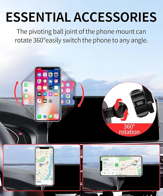 Car Phone Holder for 2021 2022 2023 BMW 5 Series / M5 Accessories 12.3-Inch Screen Fixed Clip, 360° Rotation Phone Mount Compatible with MagSafe, Cell Phone Holder Does Not Affect Air Vent