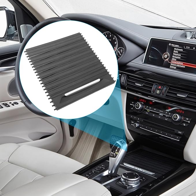Jaronx Compatible with BMW Console Roller Blind Cover, X5 F15/ X6 F16 Cup Holder Sliding Cover, Center Console Sliding Shutters Compatible with BMW X5 F15 F85(2013-2017) / X6 F16 F86 (2014-2019)