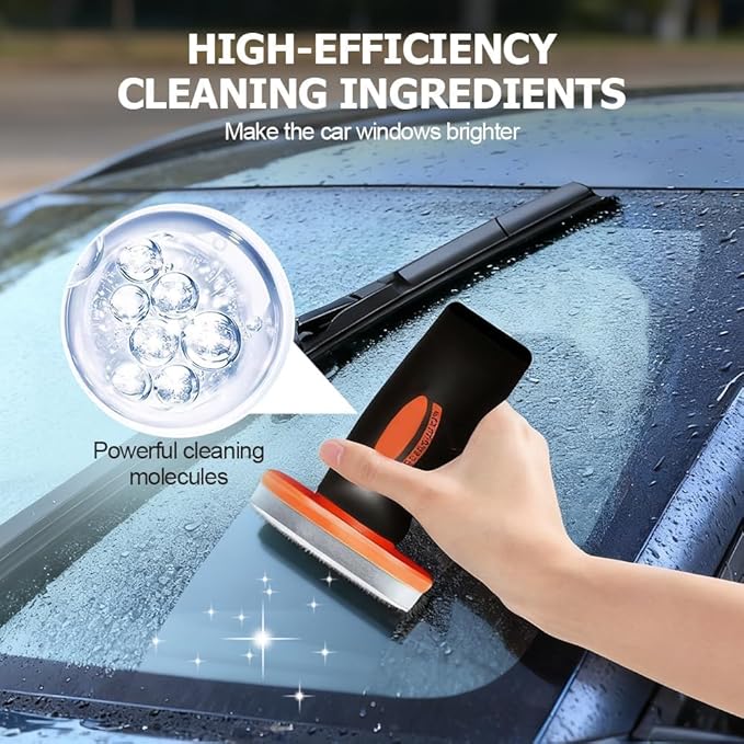 Handheld Glass Oil-Film Remover, Car Glass Cleaner Oils Film Cleaning Brush, Q4 Glass Guard Windshield Cleaner & Oil Films Remover Emulsion Coating for Cars Window, Crystal Clear View