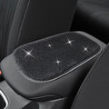 11.9''×8.4'' Bling Car Center Console Cover, Crystal Rhinestone Arm Rest Protective Cushion Pad, Diamond Soft Elbow Pillow, Auto Interior Decoration Accessories for Women Girls (Black)