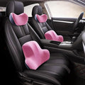 Car Headrest & Lumbar Support Cushion for Ford F-350 SuperCrew 2009-2024, Ergonomic Memory Foam Seat Headrest Neck Rest Cushion Travel Kit Removable for Neck Back Pain Relief,Pink