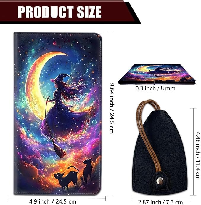 Car Registration Holder, PU Leather Vehicle Glove Box Organizer for Driver License, Document, Car Insurance Holder with Magnetic Shut, Auto Paperwork Wallet Case Accessories, Fantasy Witch Pattern