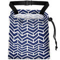 Car Trash Bag Hanging Back of Seat with Adjustable Snap Buckle Strap Cute Printed Drawstring Garbage Bags for Car-Blue White