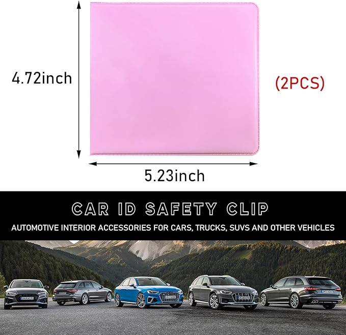 Ziciner 2PCS Car Registration and Insurance Holder, 5.2"× 4.7" Premium Auto Glove Box Organizer with Closure, Essential Vehicle Document Holder for Card, Driver License (Pink)