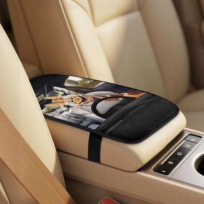 Qeluxign Funny Giraffe Car Accessories Set for Women Center Console Armrest Pad Seat Belt Cushion Universal Car Accessories for SUV Van Truck
