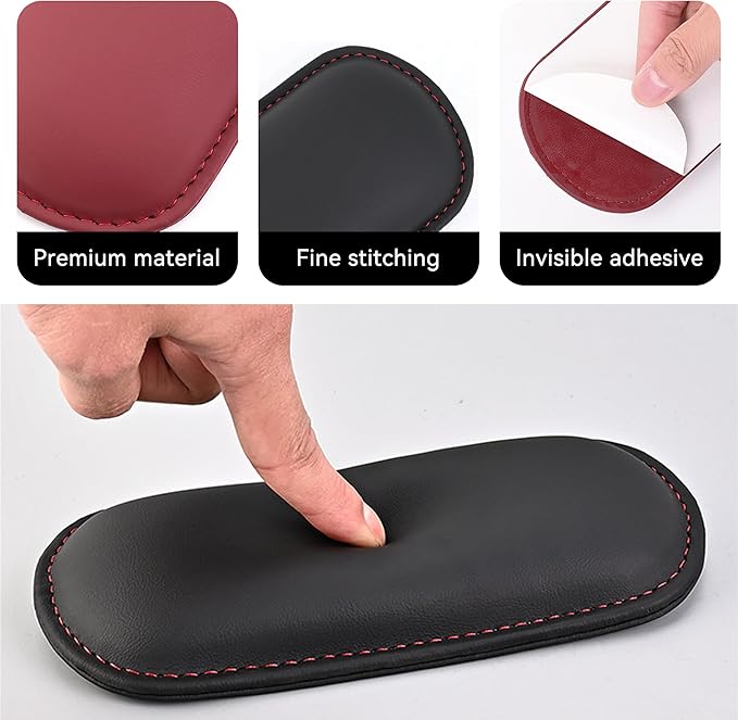 Car Center Console Knee Leg Elbow Cushion Pad, Soft Leather Door Armrest Foot Care Thigh Support Comfort Pillow, Auto Interior Accessories for Knee Pain Relief (Red)