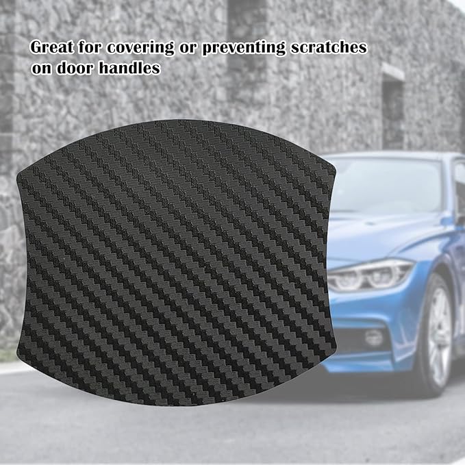 kingsea 4PCS Car Door Handle Scratch Protector, Removable Magnetic TPU 3D Carbon Fiber Texture Car Door Handle Paint Scratch Protector Sticker Universal (Style 1)